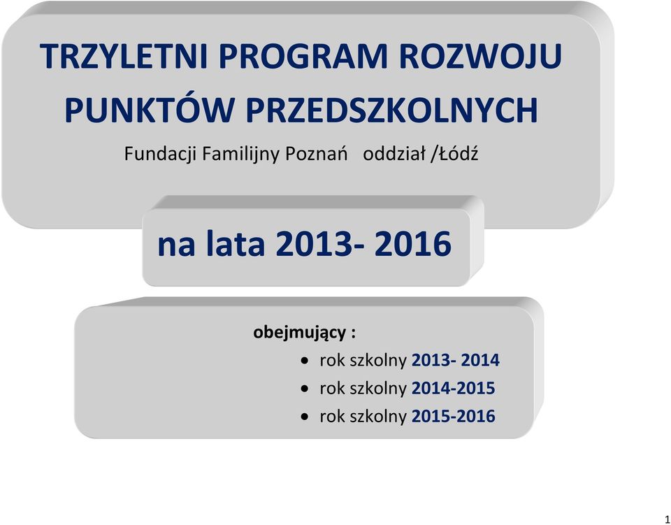 oddział /Łódź na lata 2013-2016 obejmujący :