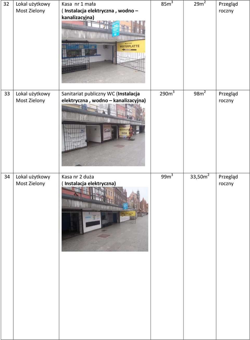 publiczny WC (Instalacja elektryczna, wodno kanalizacyjna) 290m 3 98m 2 34