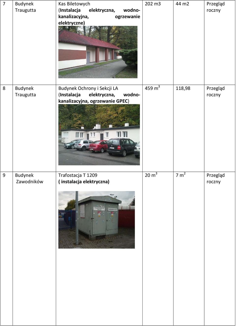 Sekcji LA (Instalacja elektryczna, wodnokanalizacyjna, ogrzewanie GPEC) 459 m 3