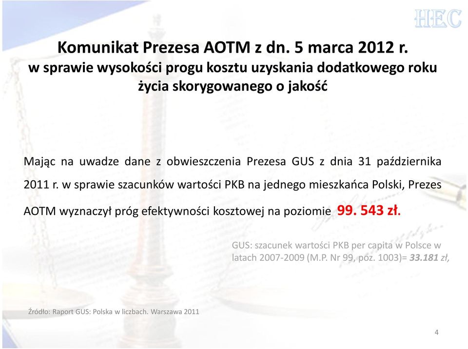 Prezesa GUS z dnia 31 października 2011 r.