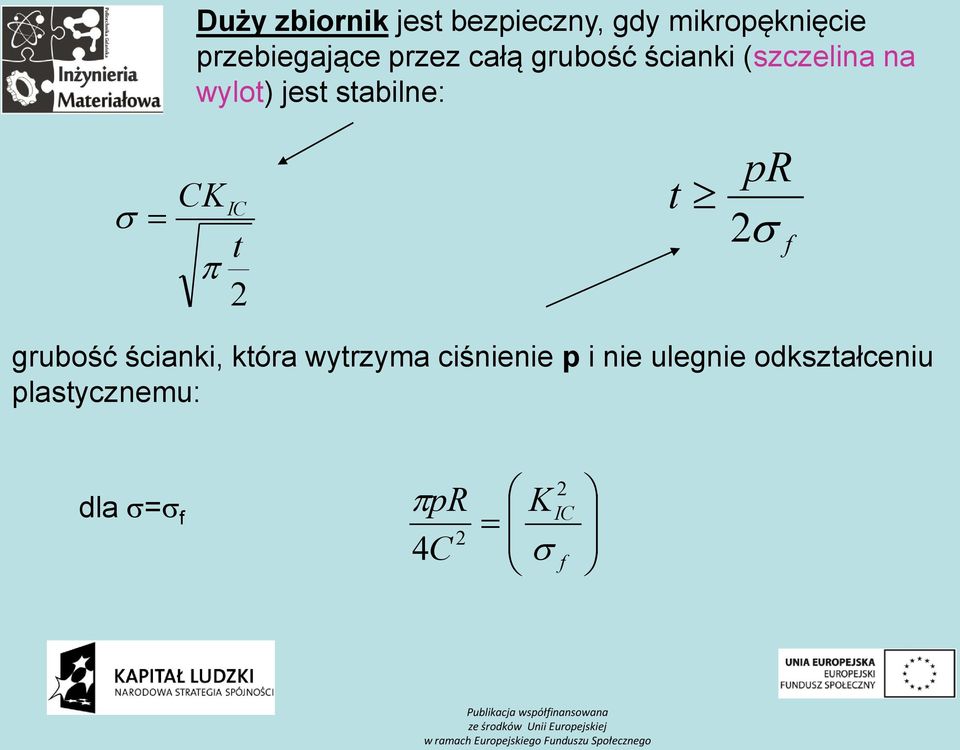 wylot) jest stabilne: CK IC t t pr grubość ścianki, która