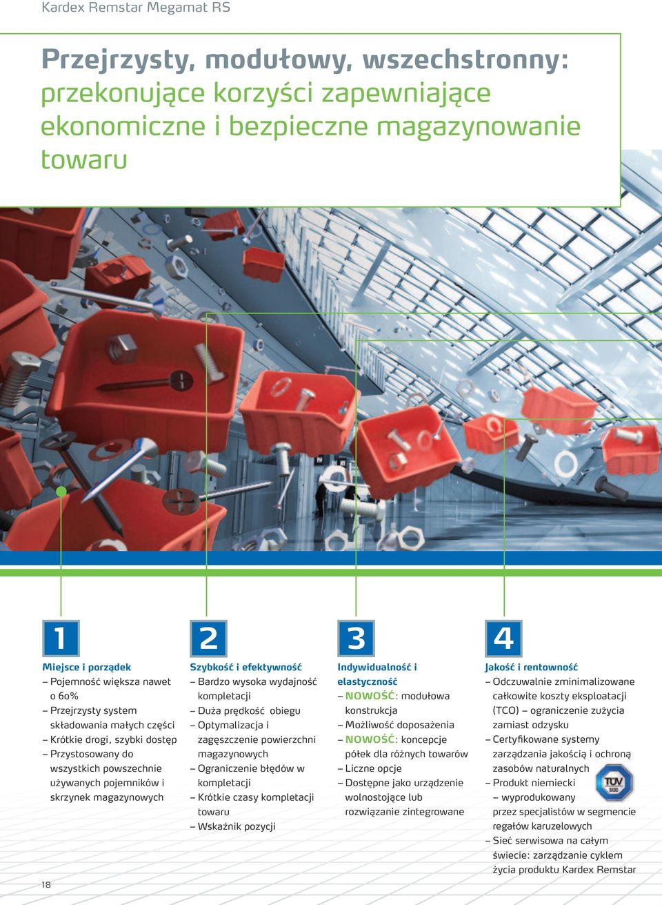 wydajność kompletacji Duża prędkość obiegu Optymalizacja i zagęszczenie powierzchni magazynowych Ograniczenie błędów w kompletacji Krótkie czasy kompletacji towaru Wskaźnik pozycji Indywidualność i