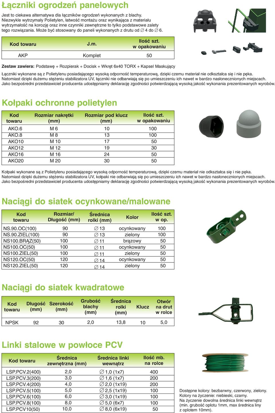 Może być stosowany do paneli wykonanych z drutu od 4 do 6. J.m.