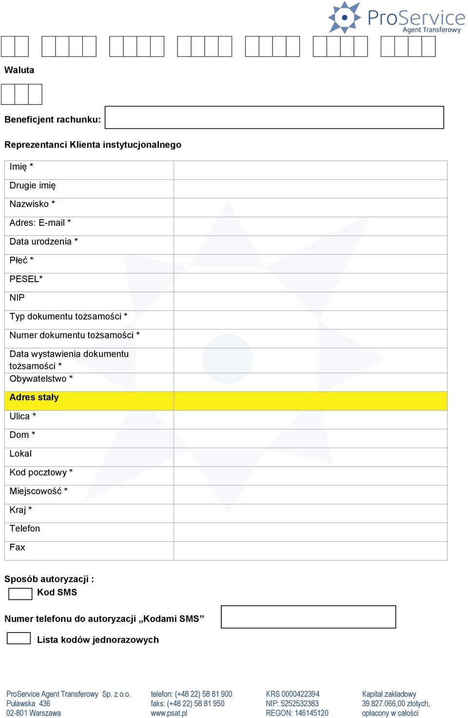 Numer dokumentu tożsamości * Data wystawienia dokumentu tożsamości * Obywatelstwo * Adres