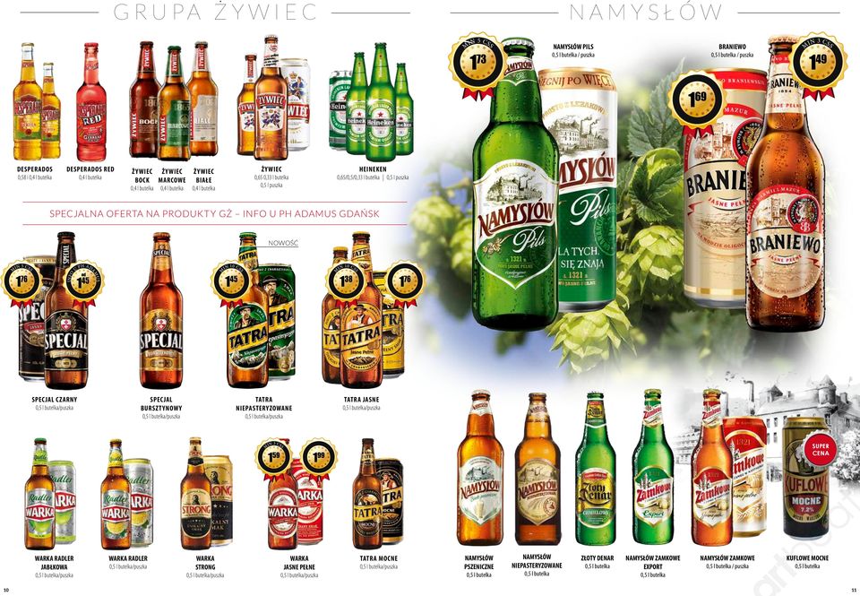 TATRA NIEPASTERYZOWANE / / M WARKA RADLER WA / 10 WARKA RADLER / IN 3 CSS 1 59 IN 10 CS 138 S od 145 SPECJAL CZARNY / PH AD MU 176 U S IN 5 CSS A M 176 TATRA JASNE /