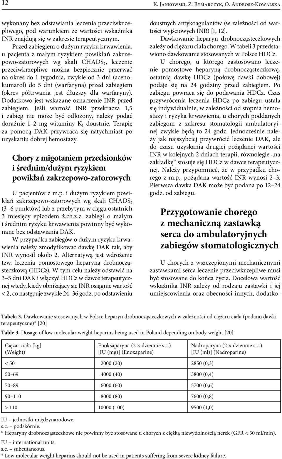 zwykle od 3 dni (acenokumarol) do 5 dni (warfaryna) przed zabiegiem (okres półtrwania jest dłuższy dla warfaryny). Dodatkowo jest wskazane oznaczenie INR przed zabiegiem.