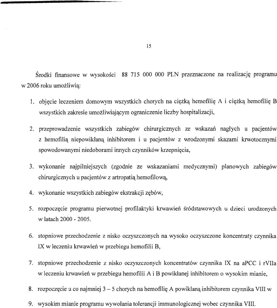 przeprowadzenie wszystkich zabiegbw chirurgicznych ze wskazari naglych u pacjentow z hemofiliq niepowiklana, inhibitorem i u pacjentbw z wrodzonymi skazami krwotocznyrni spowodowanymi niedoborami