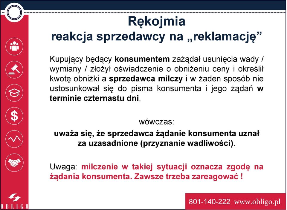 pisma konsumenta i jego żądań w terminie czternastu dni, wówczas: uważa się, że sprzedawca żądanie konsumenta uznał za