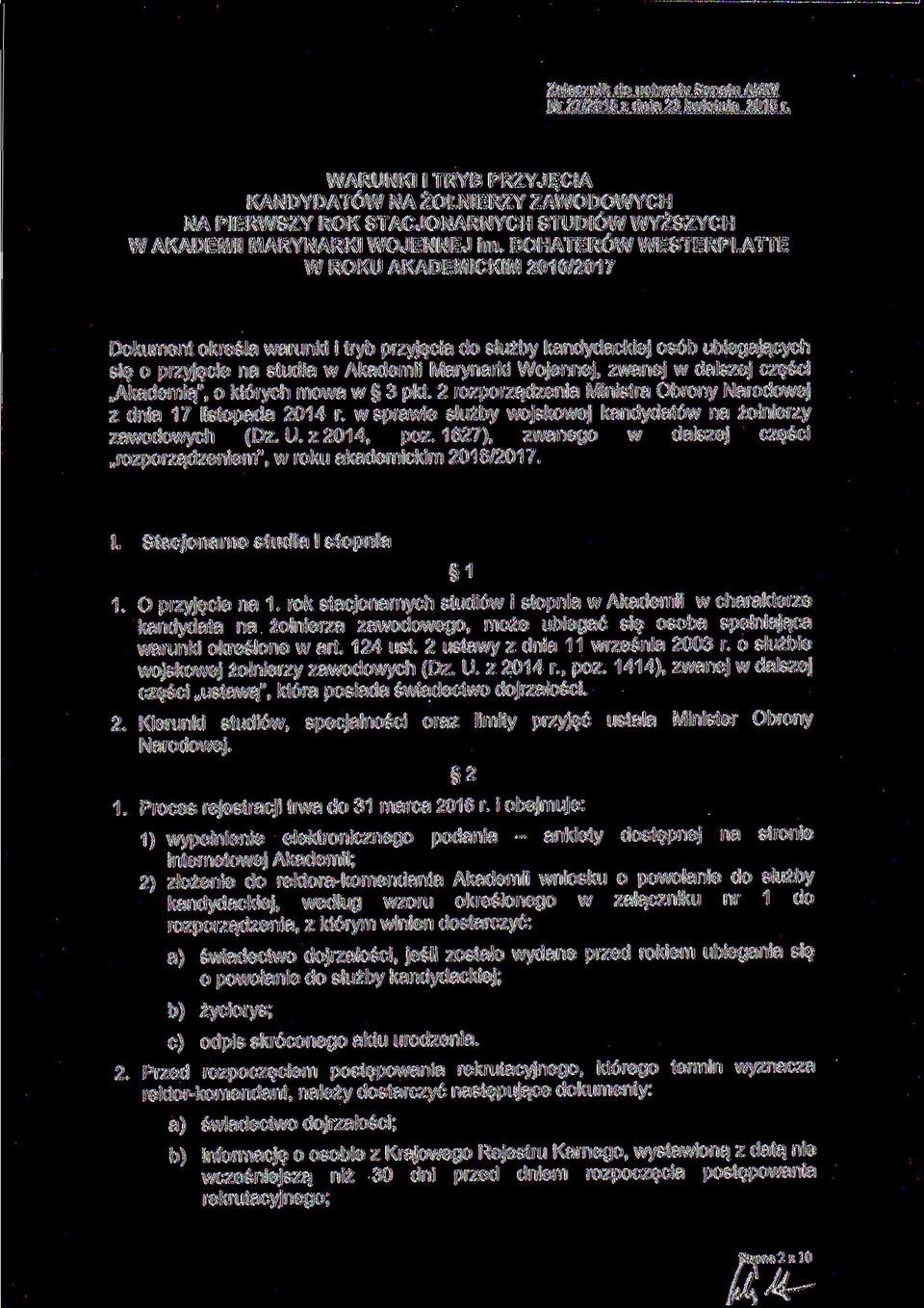 UCHWAŁA NR 27/2015. Senatu Akademii Marynarki Wojennej im. Bohaterów  Westerplatte z dnia 23 kwietnia 2015 roku - PDF Free Download