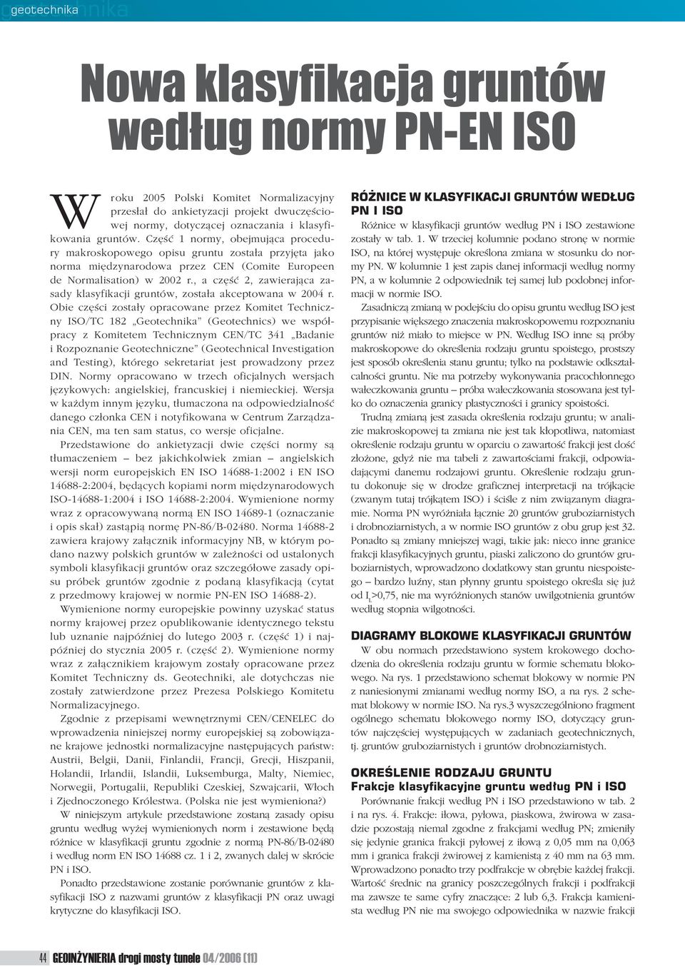 a część 2 zawierająca zasady klasyfikacji gruntów została akceptowana w 2004 r.