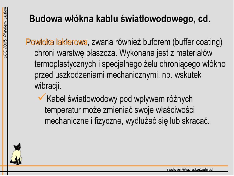 Wykonana jest z materiałów termoplastycznych i specjalnego żelu chroniącego włókno przed