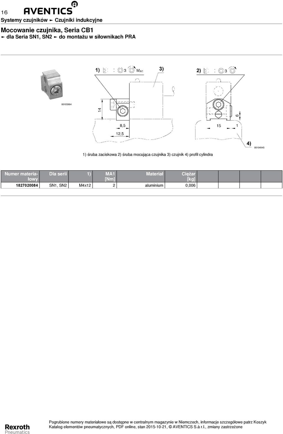 3) czujnik 4) profil cylindra Dla serii 1) MA1 [Nm]