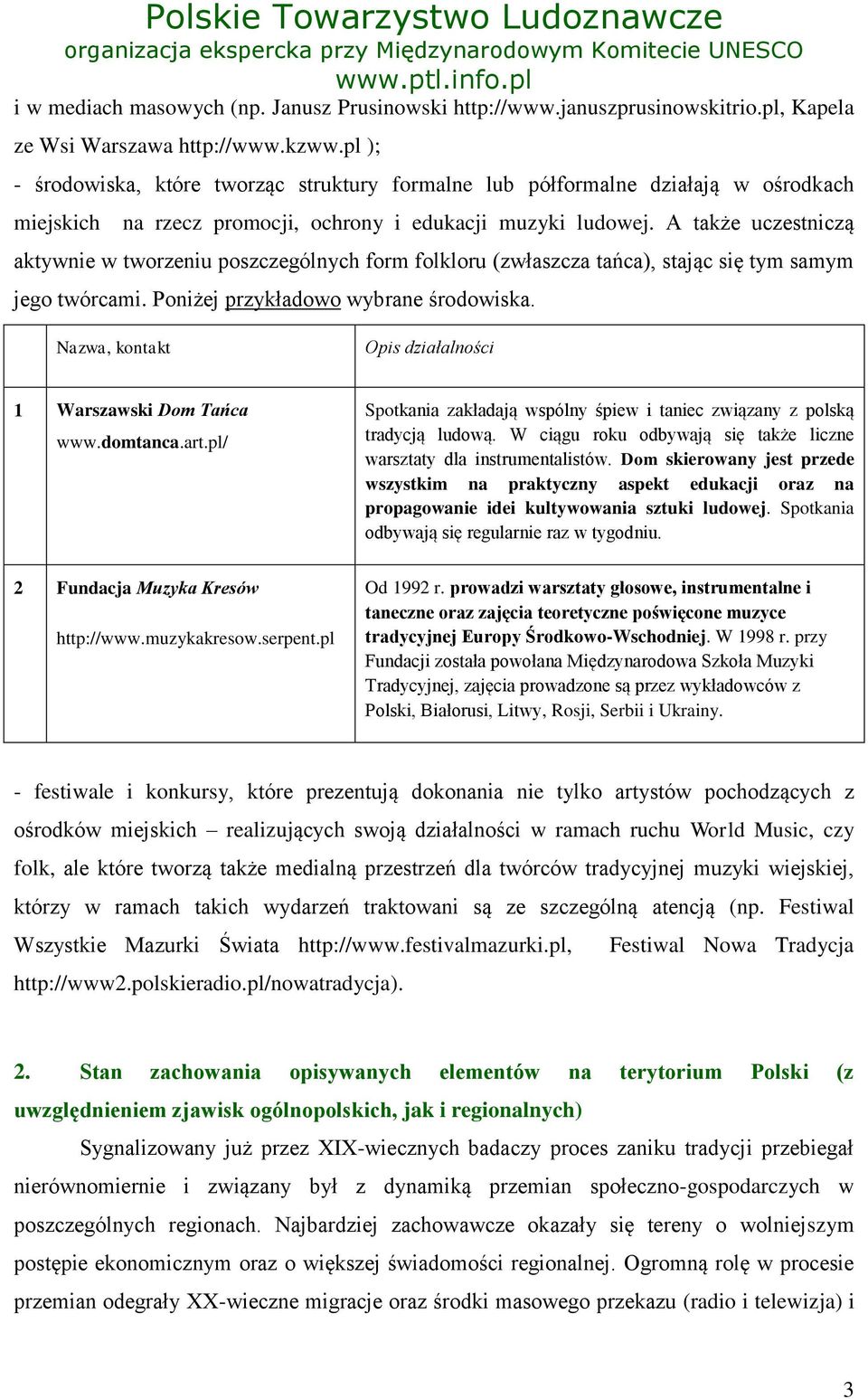 A także uczestniczą aktywnie w tworzeniu poszczególnych form folkloru (zwłaszcza tańca), stając się tym samym jego twórcami. Poniżej przykładowo wybrane środowiska.
