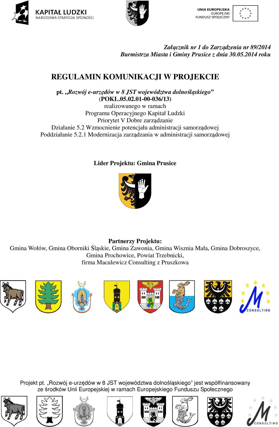 01-00-036/13) realizowanego w ramach Programu Operacyjnego Kapitał Ludzki Priorytet V Dobre zarządzanie Działanie 5.