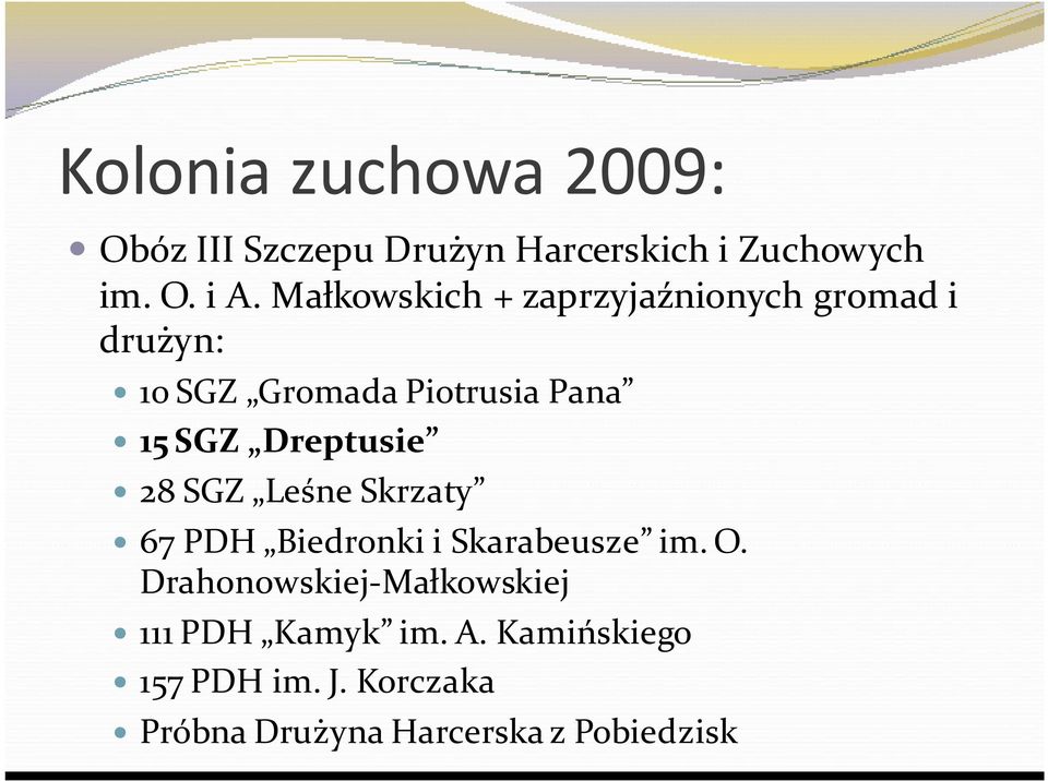 Dreptusie 28 SGZ Leśne Skrzaty 67 PDH Biedronki i Skarabeusze im. O.