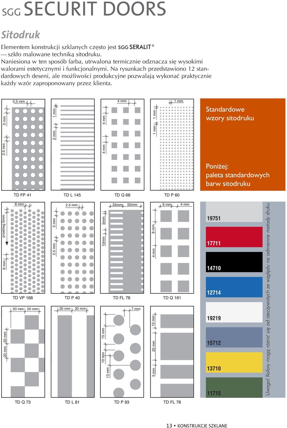Na rysunkach przedstawiono 12 standardowych deseni, ale mo liwoêci produkcyjne pozwalajà wykonaç praktycznie ka dy wzór zaproponowany przez klienta. 3 mm 2,5 mm 1 mm 4 mm 4 mm 1 mm 2.