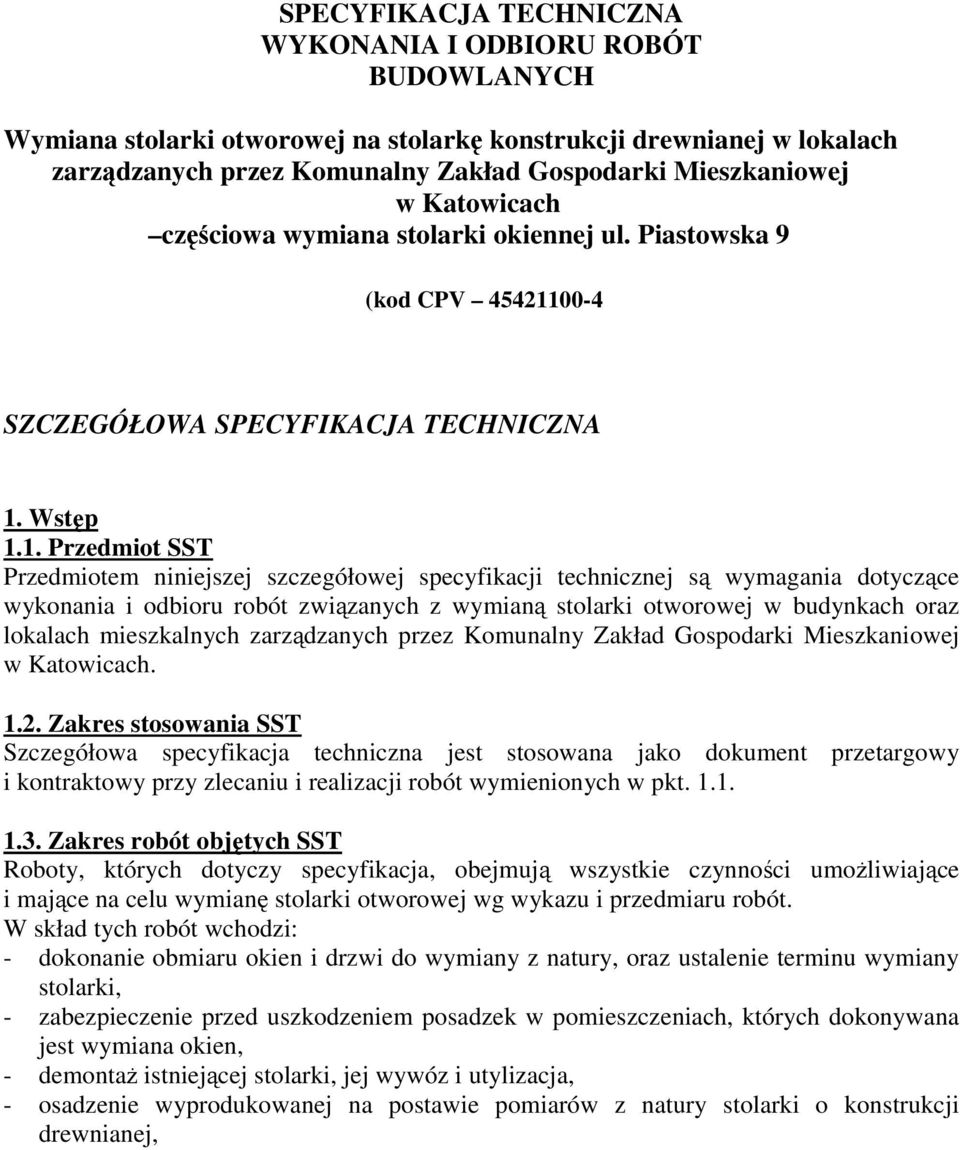 00-4 SZCZEGÓŁOWA SPECYFIKACJA TECHNICZNA 1.