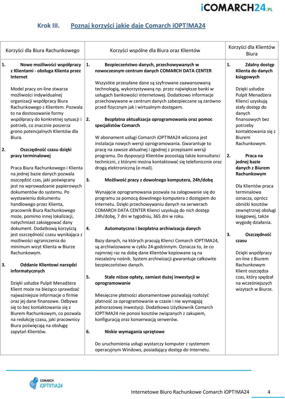 Pozwala to na dostosowanie formy współpracy do konkretnej sytuacji i potrzeb, co znacznie poszerza grono potencjalnych Klientów dla Biura. 2.