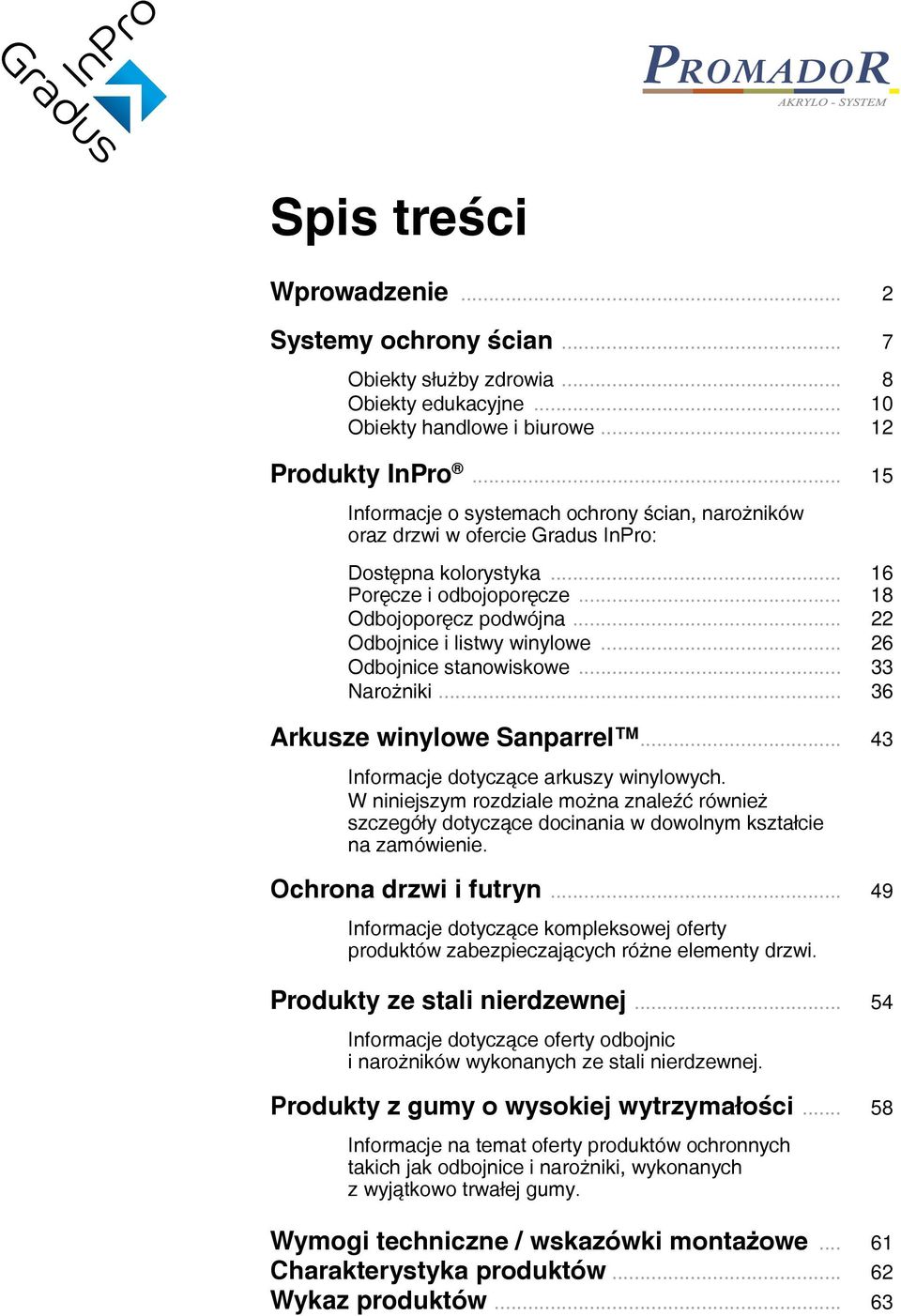 .. 22 Odbojnice i listwy winylowe... 26 Odbojnice stanowiskowe... 33 Narożniki... 36 Arkusze winylowe Sanparrel... 43 Informacje dotyczące arkuszy winylowych.