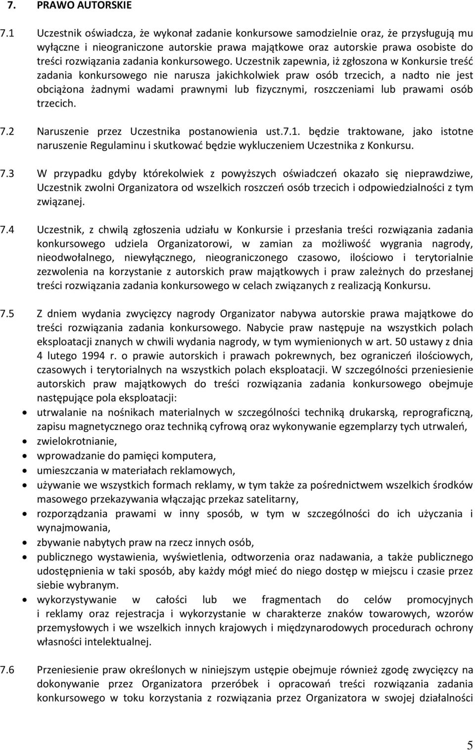 zadania konkursowego.