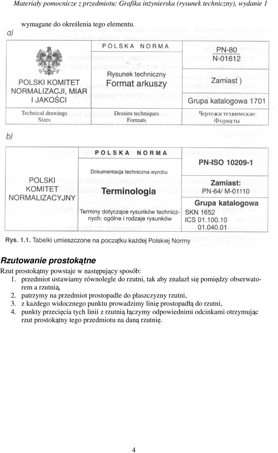 patrzymy na przedmiot prostopadle do płaszczyzny rzutni, 3.