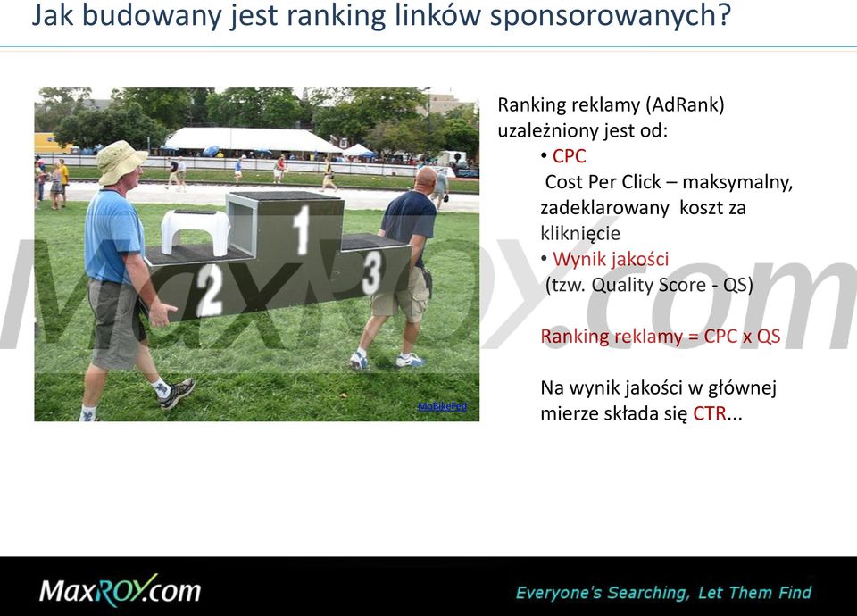 maksymalny, zadeklarowany koszt za kliknięcie Wynik jakości (tzw.