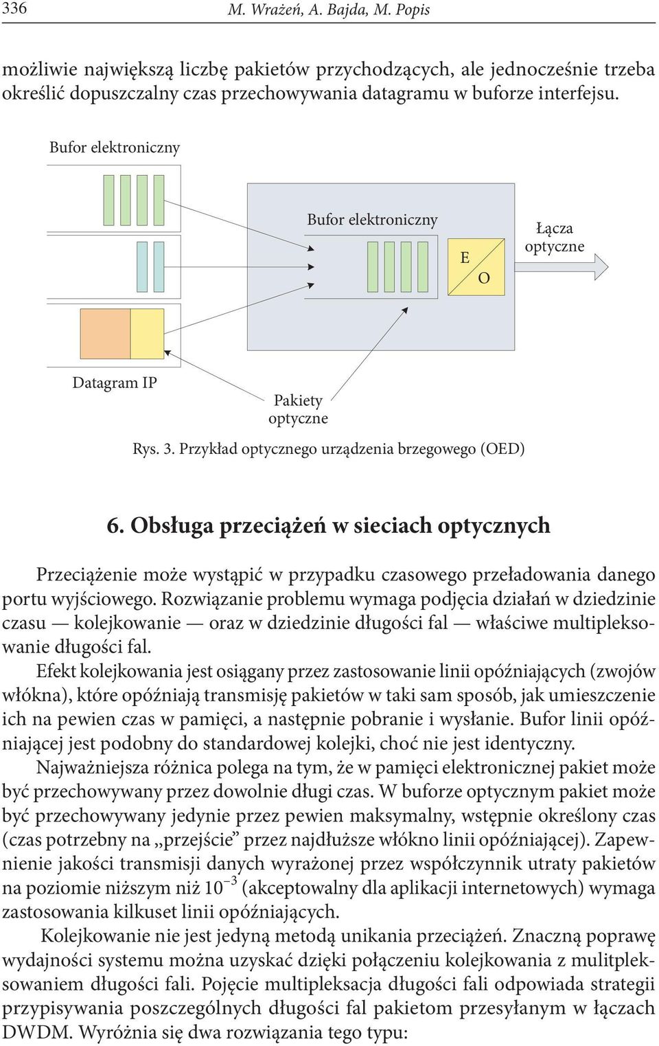 Obsługa przeciążeń w sieciach optycznych Przeciążenie może wystąpić w przypadku czasowego przeładowania danego portu wyjściowego.