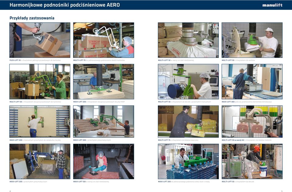 chwytakiem do beczek i przechyłem manualnym MAXI-LIFT 300 podczas przenoszenia elementów klimatyzacji MAXI-LIFT 200 z manualnym przechyłem do załadunku na piłę MAXI-LIFT 200 z przechyłem
