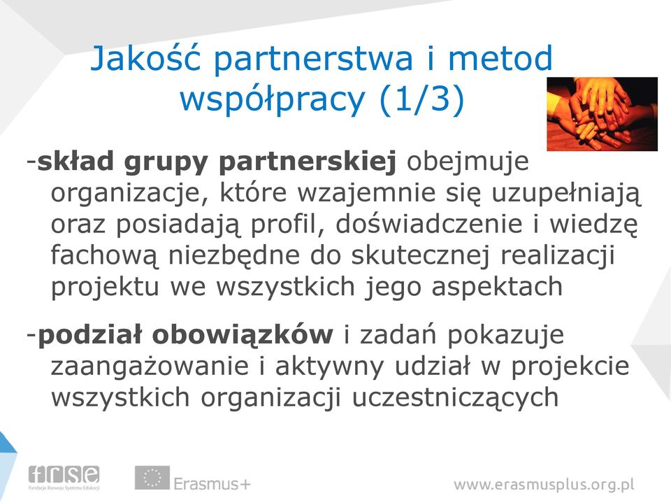 niezbędne do skutecznej realizacji projektu we wszystkich jego aspektach -podział obowiązków