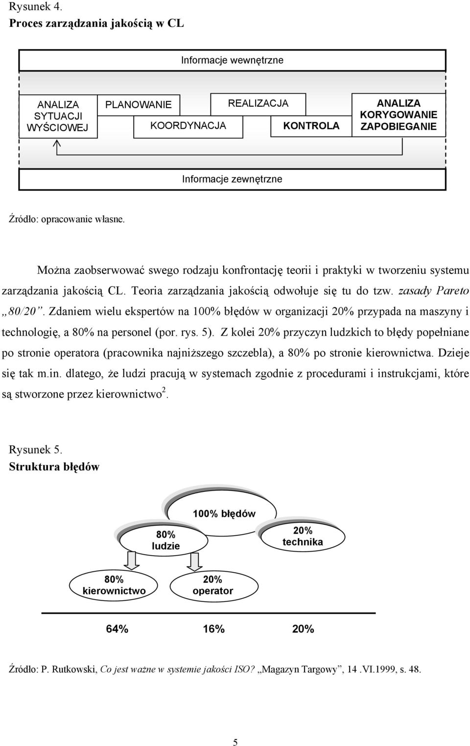 własne. Można zaobserwować swego rodzaju konfrontację teorii i praktyki w tworzeniu systemu zarządzania jakością CL. Teoria zarządzania jakością odwołuje się tu do tzw. zasady Pareto 80/20.