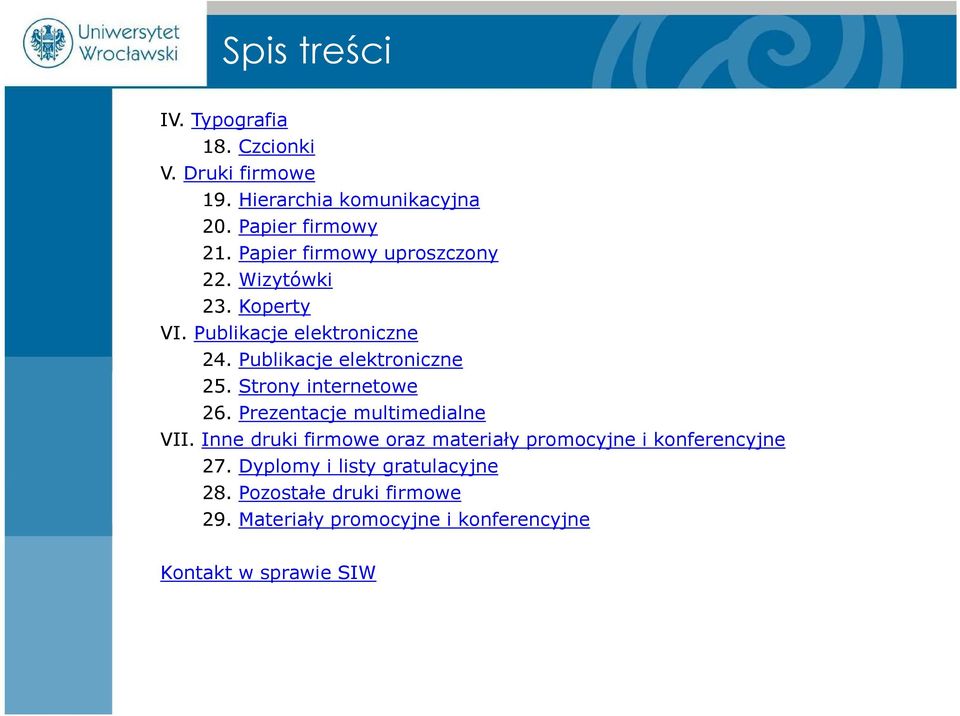 Strony internetowe 26. Prezentacje multimedialne VII.