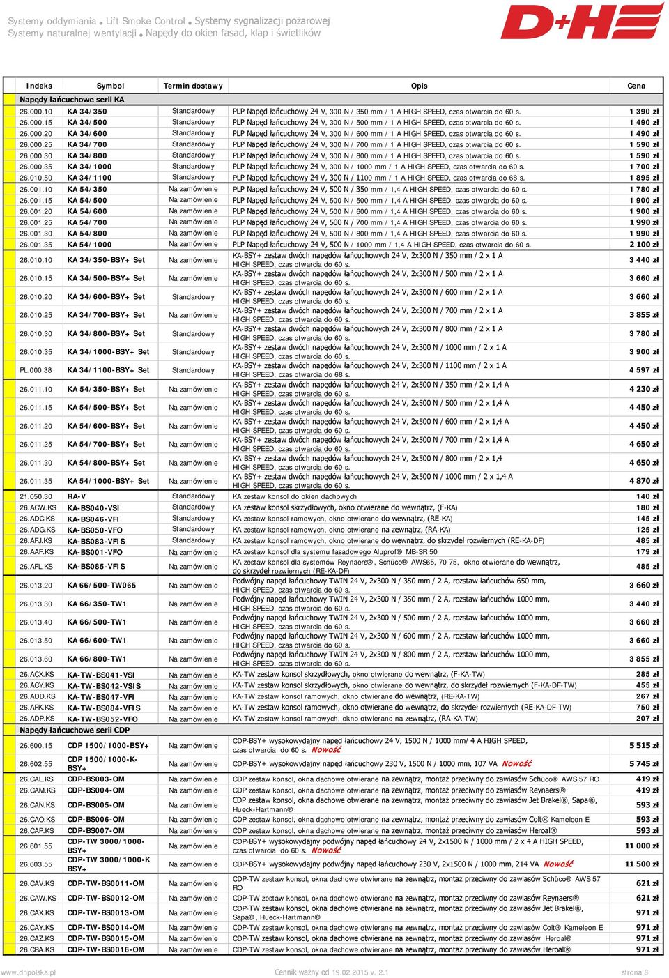 000.35 KA 34/1000 Standardowy PLP Napęd łańcuchowy 24 V, 300 N / 1000 mm / 1 A 1 700 zł 26.010.