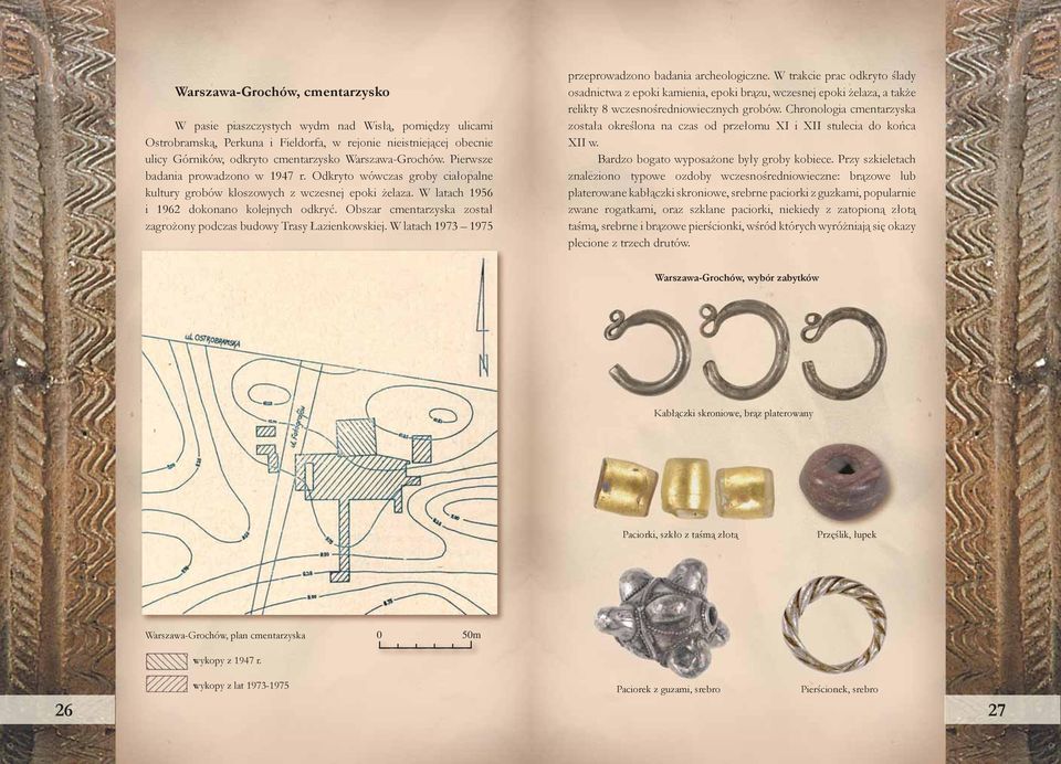 Obszar cmentarzyska został zagrożony podczas budowy Trasy Łazienkowskiej. W latach 1973 1975 przeprowadzono badania archeologiczne.