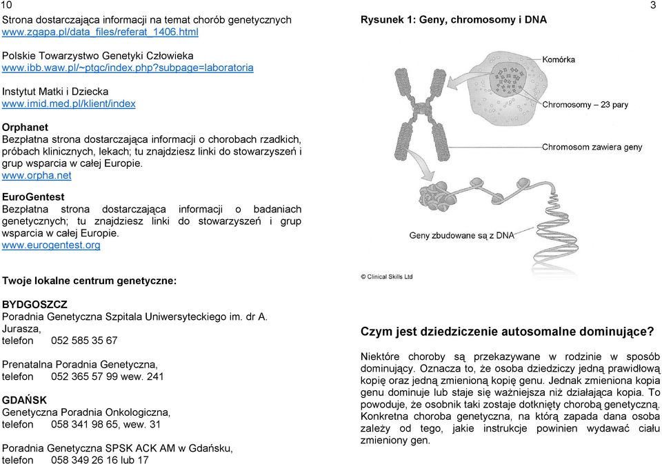 pl/klient/index Orphanet Bezpłatna strona dostarczająca informacji o chorobach rzadkich, próbach klinicznych, lekach; tu znajdziesz linki do stowarzyszeń i grup wsparcia w całej Europie. www.orpha.