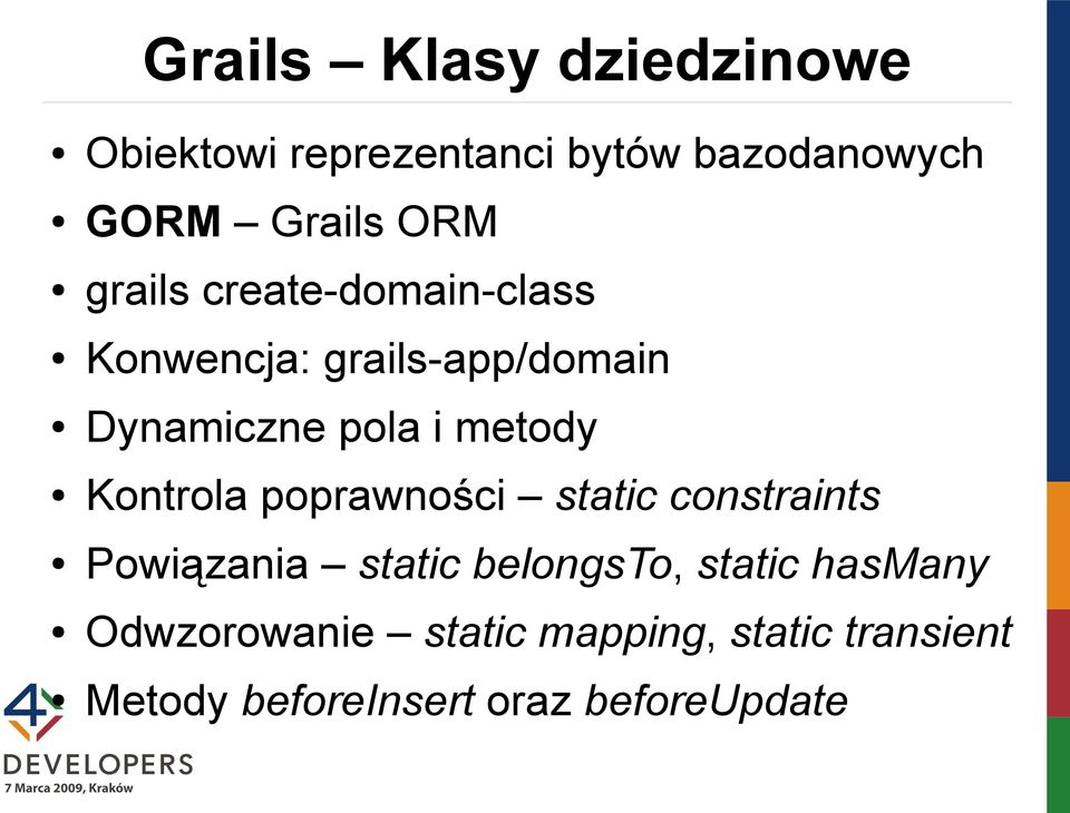 metody Kontrola poprawności static constraints Powiązania static belongsto, static