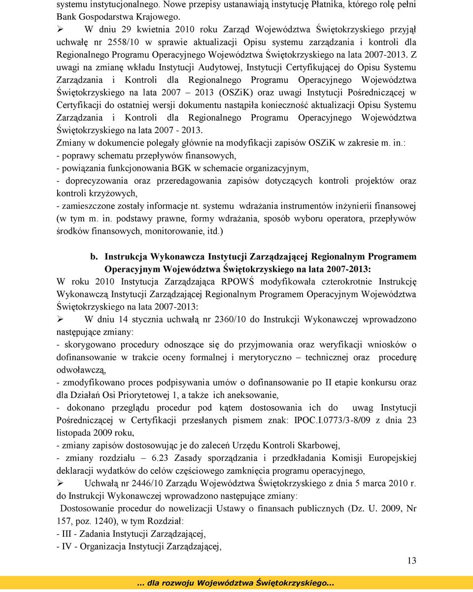 Województwa Świętokrzyskiego na lata 2007-2013.