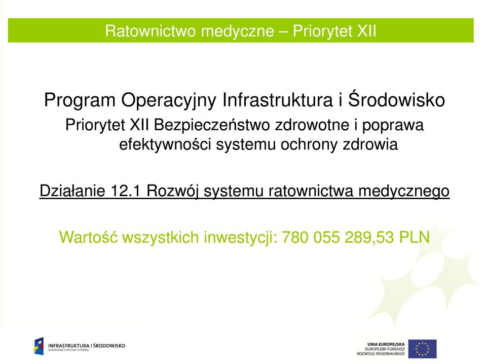 i poprawa efektywności systemu ochrony zdrowia Działanie 12.