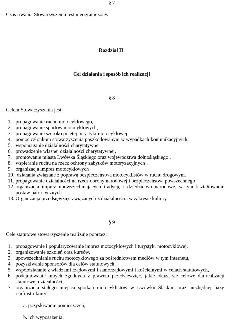 wspomaganie działalności charytatywnej 6. prowadzenie własnej działalności charytatywnej, 7. promowanie miasta Lwówka Śląskiego oraz województwa dolnośląskiego, 8.