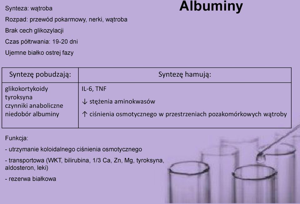 IL-6, TNF stężenia aminokwasów ciśnienia osmotycznego w przestrzeniach pozakomórkowych wątroby Funkcja: - utrzymanie