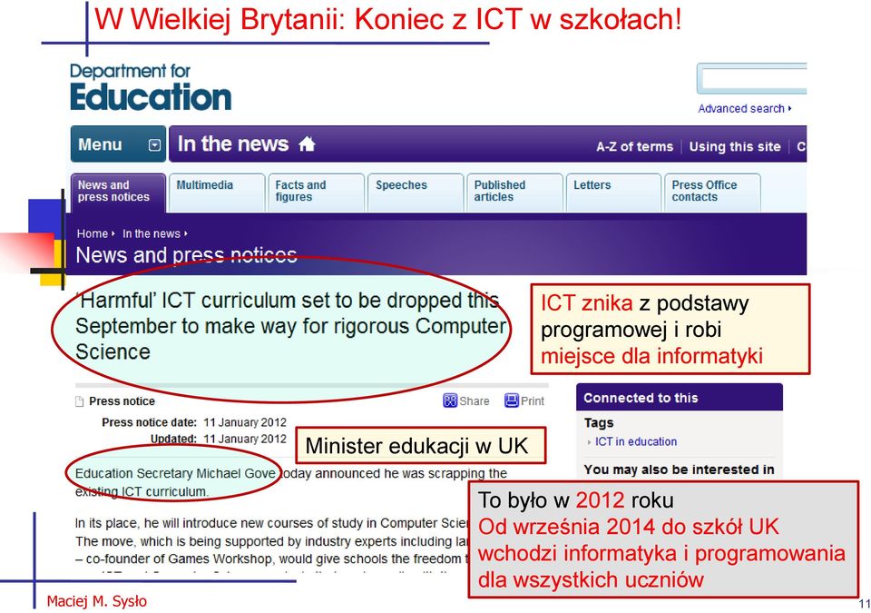 M. Sysło ICT znika z podstawy programowej i robi miejsce dla informatyki