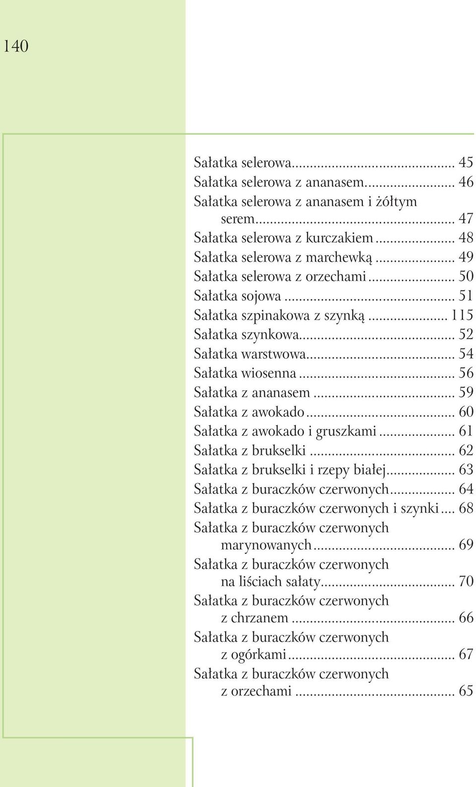 .. 59 Sałatka z awokado... 60 Sałatka z awokado i gruszkami... 61 Sałatka z brukselki... 62 Sałatka z brukselki i rzepy białej... 63 Sałatka z buraczków czerwonych.