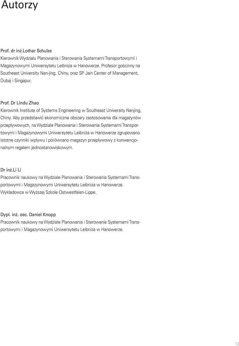 Dr Lindu Zhao Kierownik Institute of Systems Engineering w Southeast University Nanjing, Chiny.