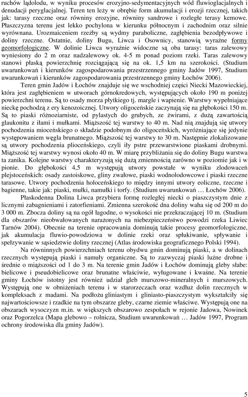 Płaszczyzna terenu jest lekko pochylona w kierunku północnym i zachodnim oraz silnie wyrównana. Urozmaiceniem rzeźby są wydmy paraboliczne, zagłębienia bezodpływowe i doliny rzeczne.