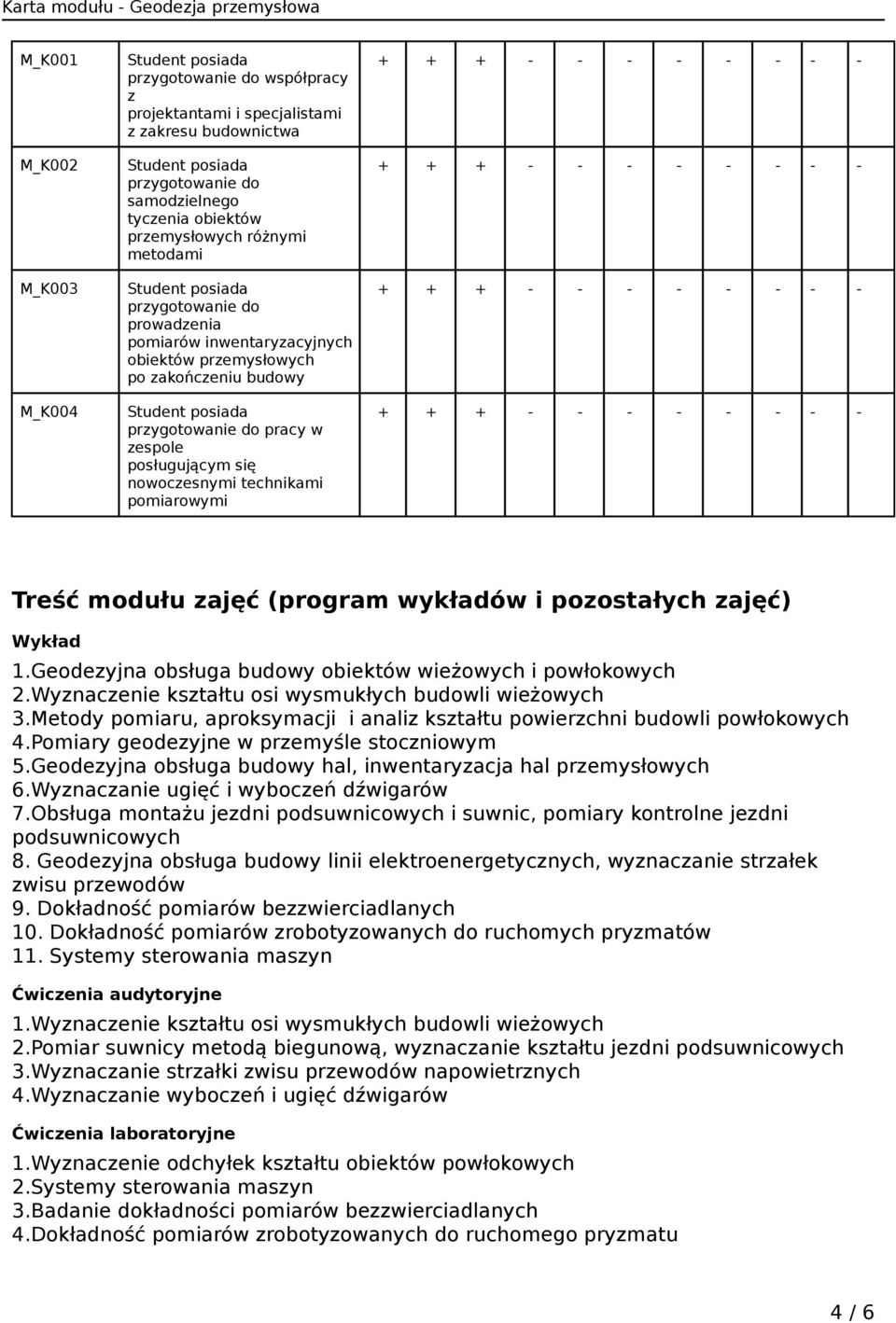 pozostałych zajęć) Wykład 1.Geodezyjna obsługa budowy obiektów wieżowych i powłokowych 2.Wyznaczenie kształtu osi wysmukłych budowli wieżowych 3.