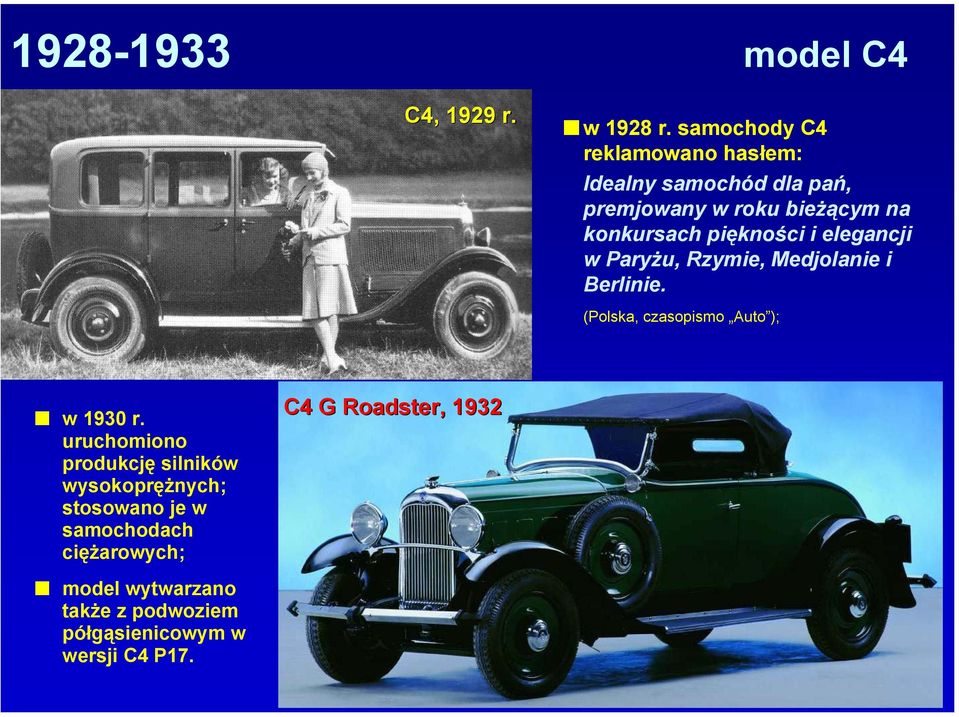 piękności i elegancji w Paryżu, Rzymie, Medjolanie i Berlinie. (Polska, czasopismo Auto ); w 1930 r.