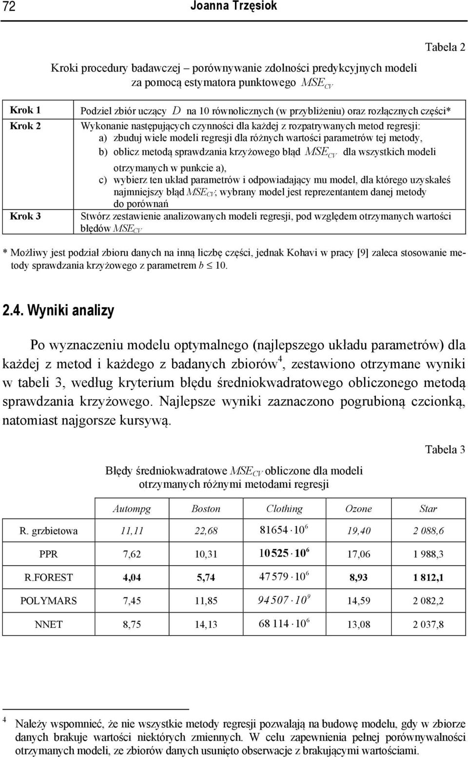 sprawdzania krzyżowego błąd MSE CV dla wszystkich odeli otrzyanych w punkcie a), c) wybierz ten układ paraetrów i odpowiadaący u odel, dla którego uzyskałeś nanieszy błąd MSE CV; wybrany odel est