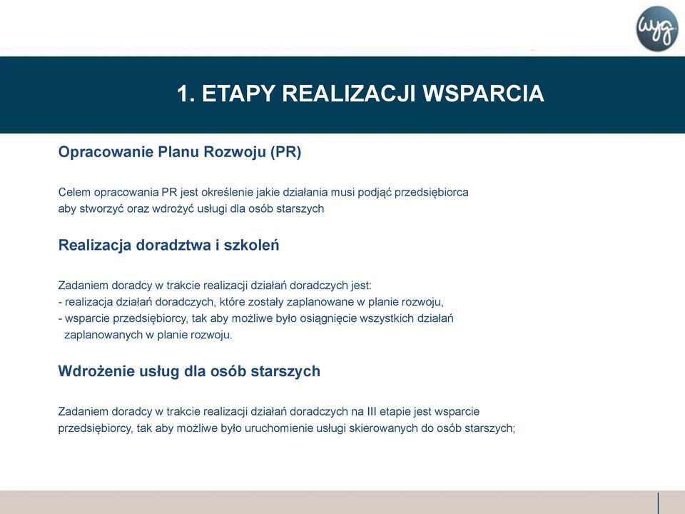 zaplanowane w planie rozwoju, - wsparcie przedsiębiorcy, tak aby możliwe było osiągnięcie wszystkich działań zaplanowanych w planie rozwoju.