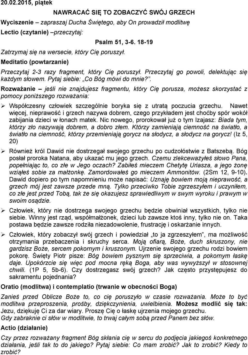 Pytaj siebie: Co Bóg mówi do mnie?