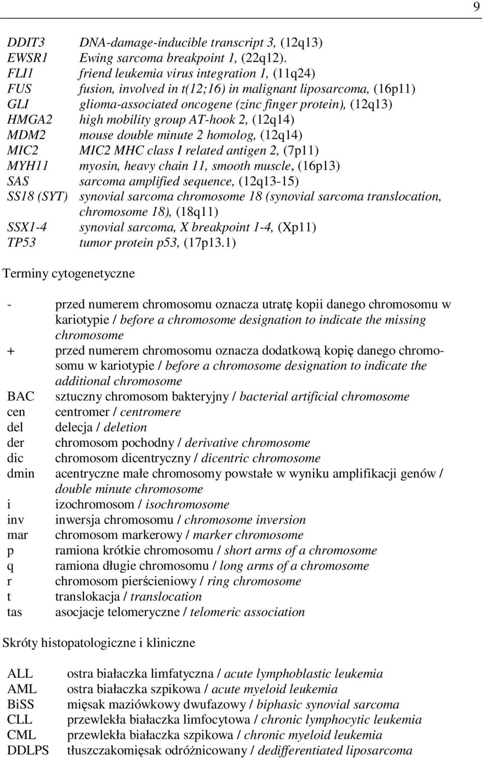 group AT-hook 2, (12q14) MDM2 mouse double minute 2 homolog, (12q14) MIC2 MIC2 MHC class I related antigen 2, (7p11) MYH11 myosin, heavy chain 11, smooth muscle, (16p13) SAS sarcoma amplified