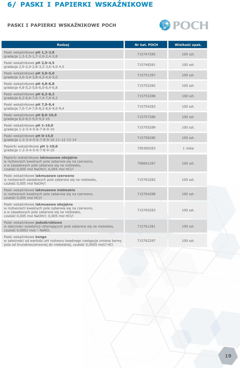 wskaźnikowe ph 4,8-6,8 gradacja 4,8-5,2-5,6-6,0-6,4-6,8 Paski wskaźnikowe ph 6,2-8,2 gradacja 6,2-6,6-7,0-7,4-7,8-8,2 Paski wskaźnikowe ph 7,0-9,4 gradacja 7,0-7,4-7,8-8,2-8,6-9,0-9,4 Paski